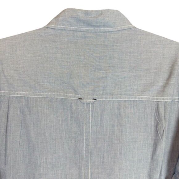 Craghoppers Blue Chambray Linen Look Cotton Button Front Shirt Roll Cuff Size XL - Picture 6 of 14